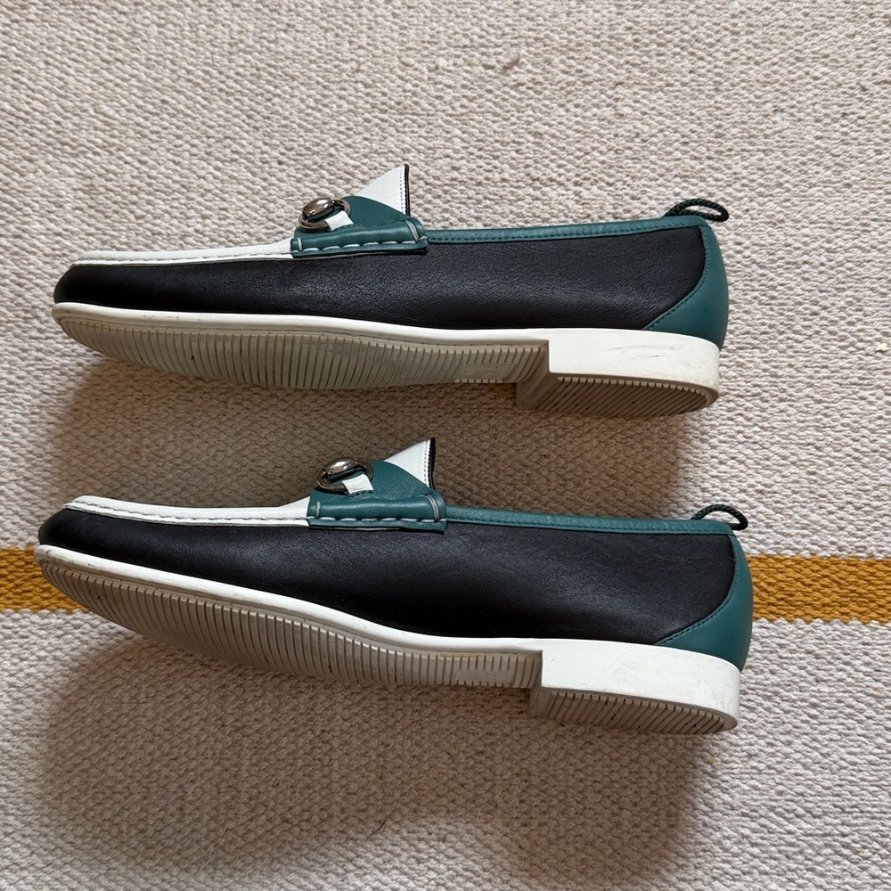 EUC Gucci Horsebit Leather Loafers Nero/Bianco/Verdant, 8.5 - Picture 4 of 9